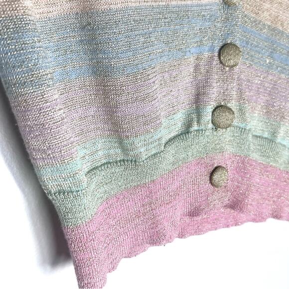 LoveShackFancy Asteria Stripe Crop Cardigan Sweater Pastel Striped Sz XS - Picture 6 of 10